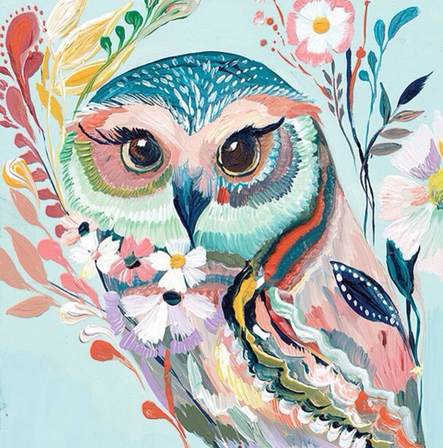 Owl with Pastel Colors